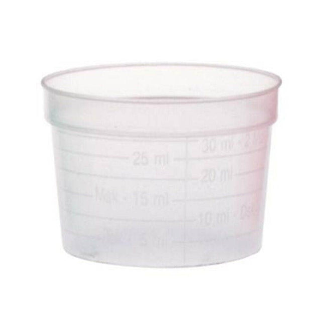 Lääkekuppi 30ml kirkasmuovi laakea
