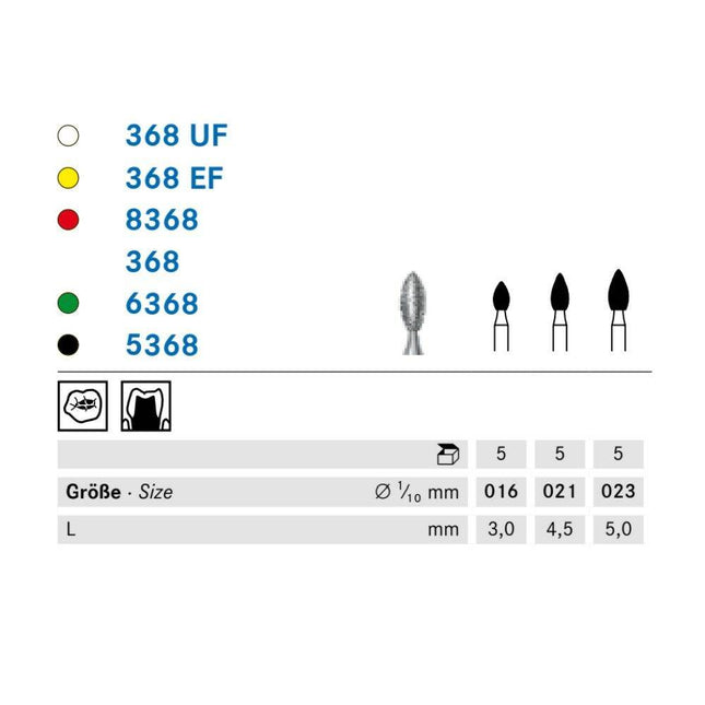 Liekki pullea FG timantti fine puolipitkä 5 mm 8368/023