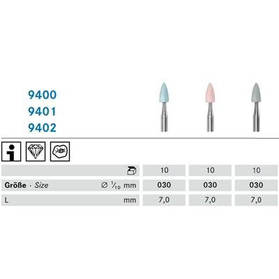 Komet kiillotuskärki 9402 W minipoint vaaleanharmaa muoville