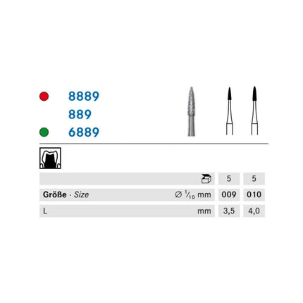 Liekki 3.5 mm FG timantti medium pitkäkaulainen 889/009