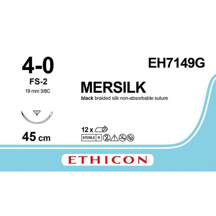 Mersilk silkki 4-0, FS-2 EH7149G resorboitumaton 45cm musta