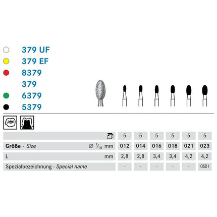 Komet timantti F 8379/023 FG muna 4,2mm