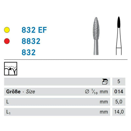 Liekki 5 mm W timantti fine 8832/014 W