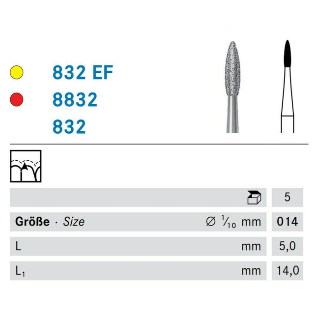 Liekki 5 mm W timantti fine 8832/014 W